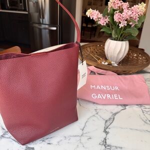 Mansur Gavriel Small Everyday Cabas Leather Shoulder Bag in Oxblood red burgundy